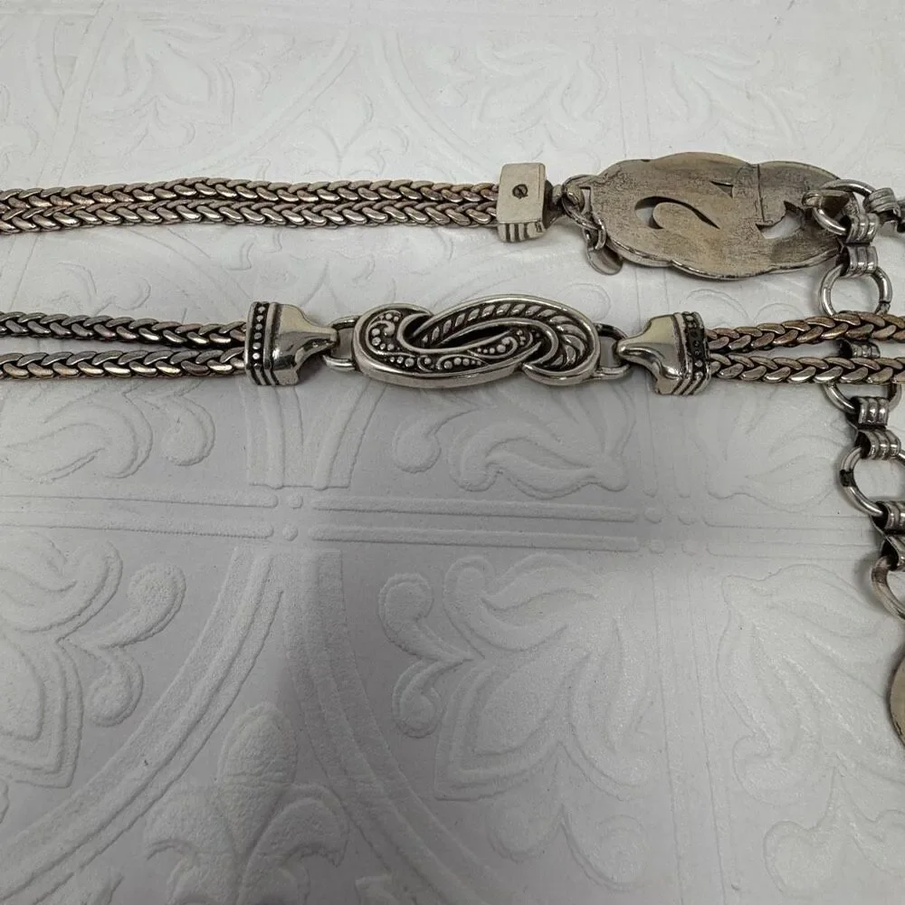 Vintage Brighton Silver-Tone Heart Charm Adjustable Chain Belt